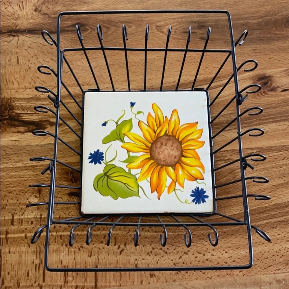 Sunflower trinket holder metal basket